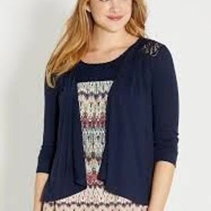 Navy Front Cropped Front Cardigan